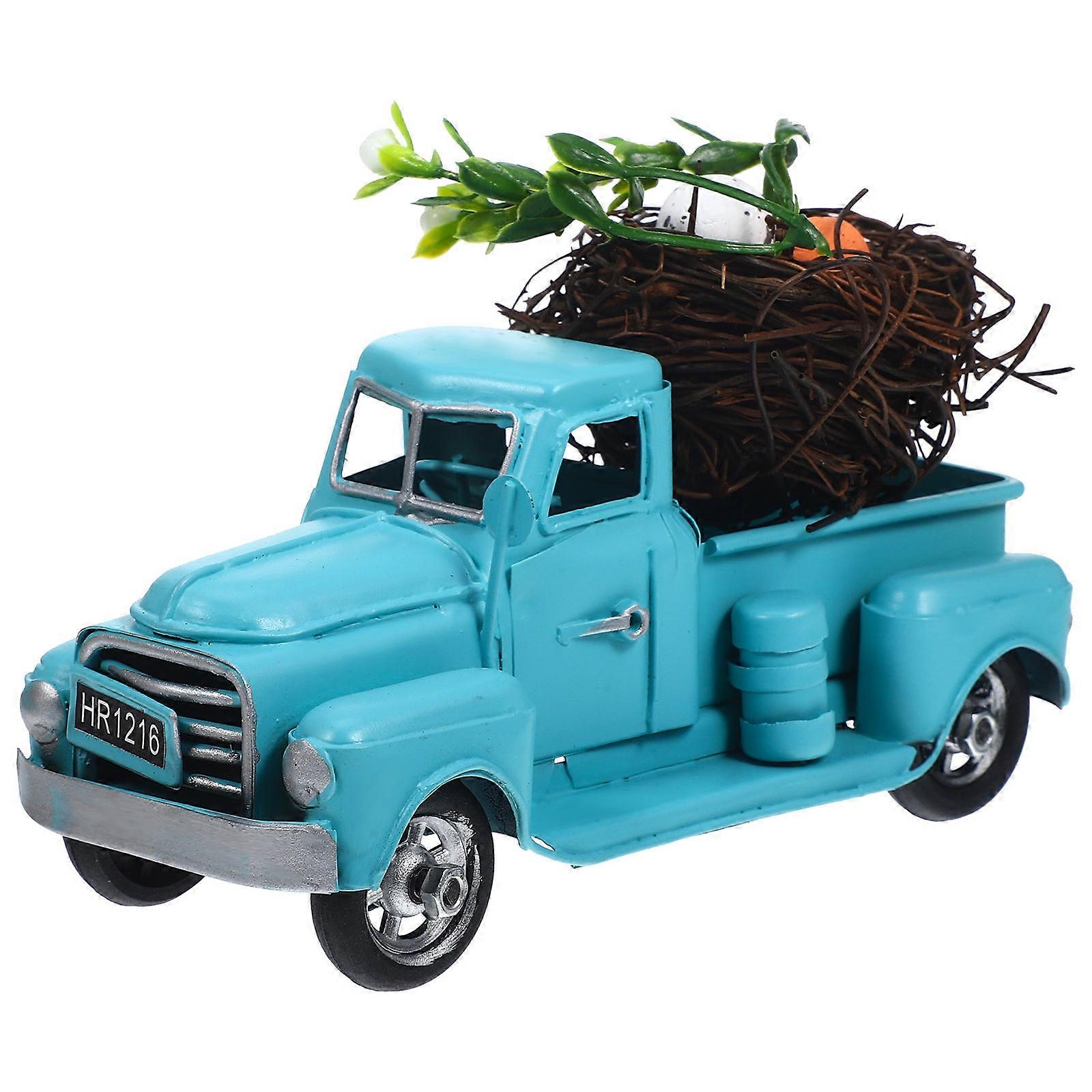 Easter Truck Decor Metal Ornament with Bird Nest for 3Sets Home Use