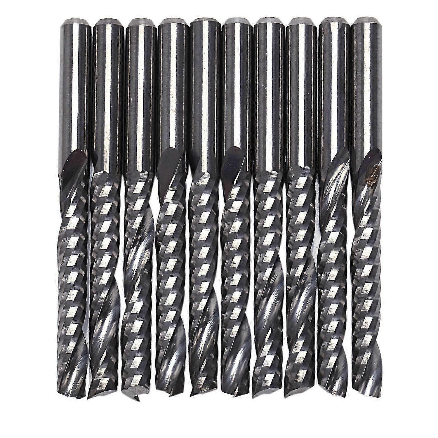 10Pcs Cnc Router Bits 3.175 X 22Mm Single Flute Spiral Carbide