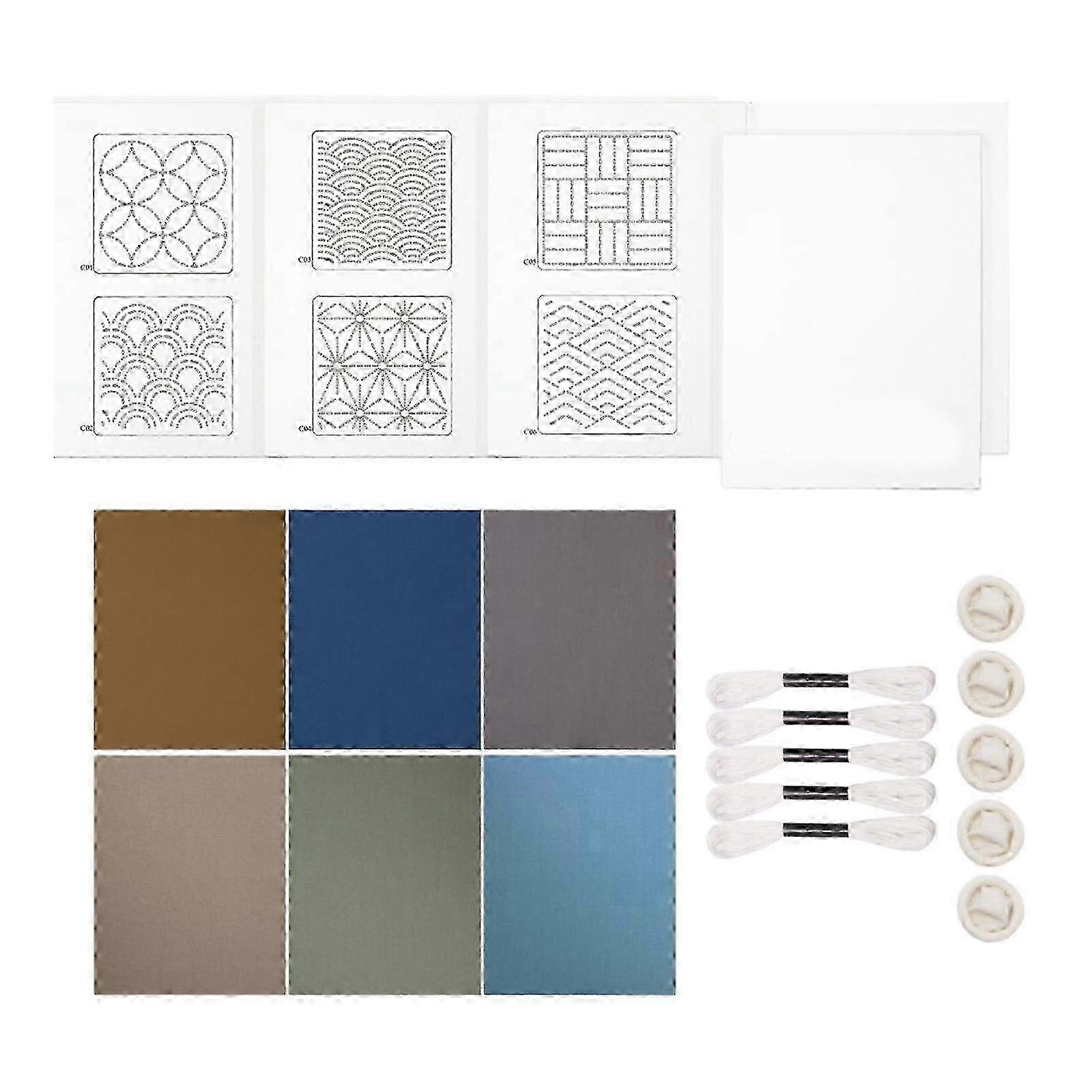Sashiko Pattern Template Kit Sashiko Coasters DIY Kit Sashiko Stencil Kit