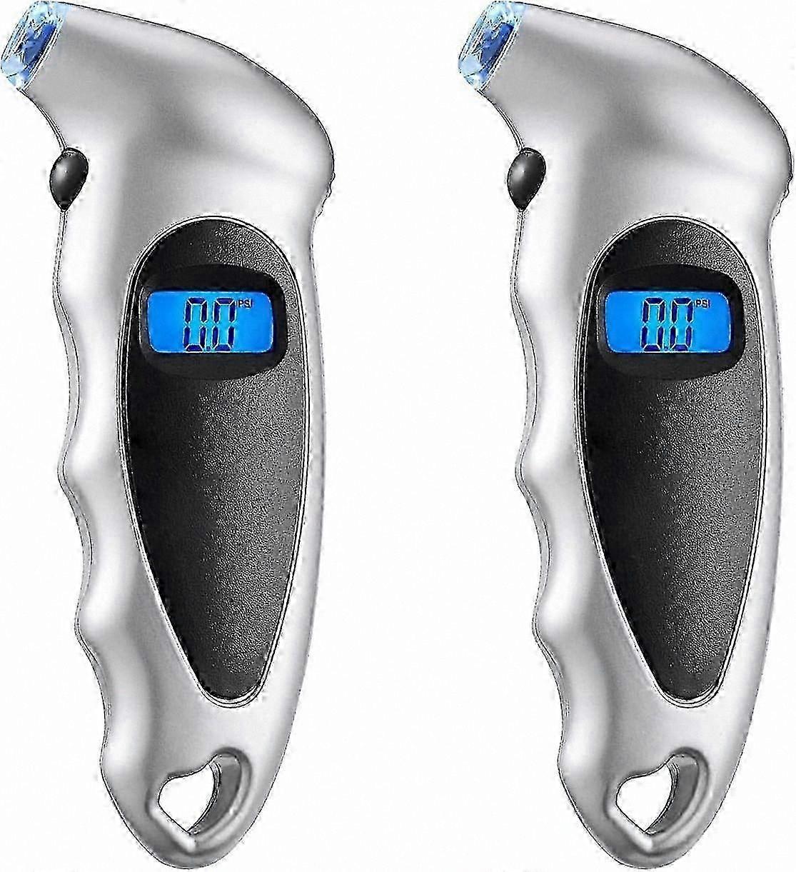 צג לחץ אוויר בצמיגים LCD עם תאורה אחורית, כלי דיגיטלי 150 PSI עם ידית מונעת החלקה למכוניות, משאיות, אופניים (חבילה של 2)