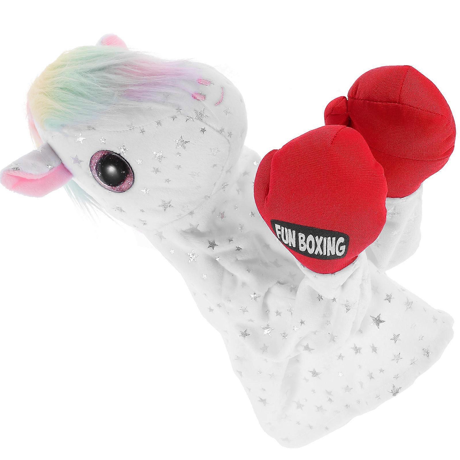 Interactive Unicorn Hand Puppet Toy With Retractable Boxing Feature For Family Indoor Play 1Pack