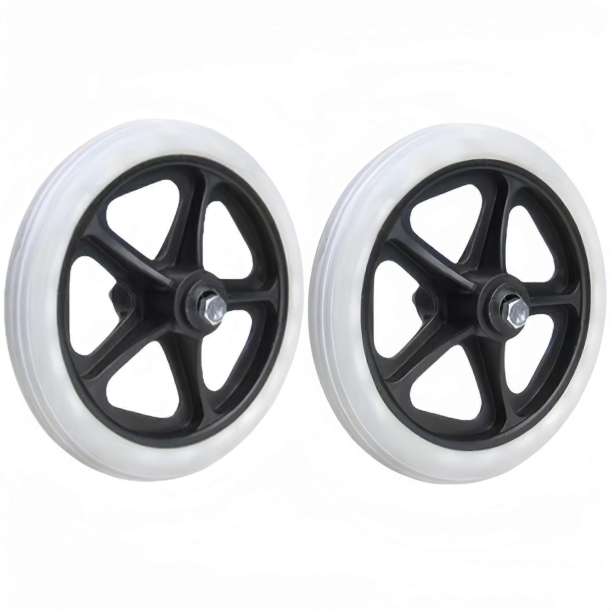 Wheelchair Front Wheel 2Pcs Rubber Caster Replacement for Wheelchairs and Walkers, Low Noise Rollator Grey 8 Inch
