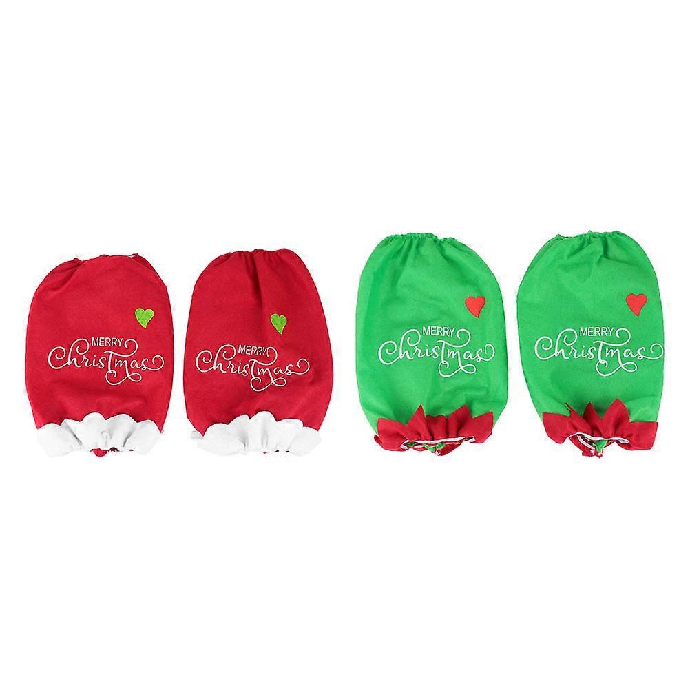 Red Christmas Oversleeves Non-Woven Protective Sleeves for 2Pairs