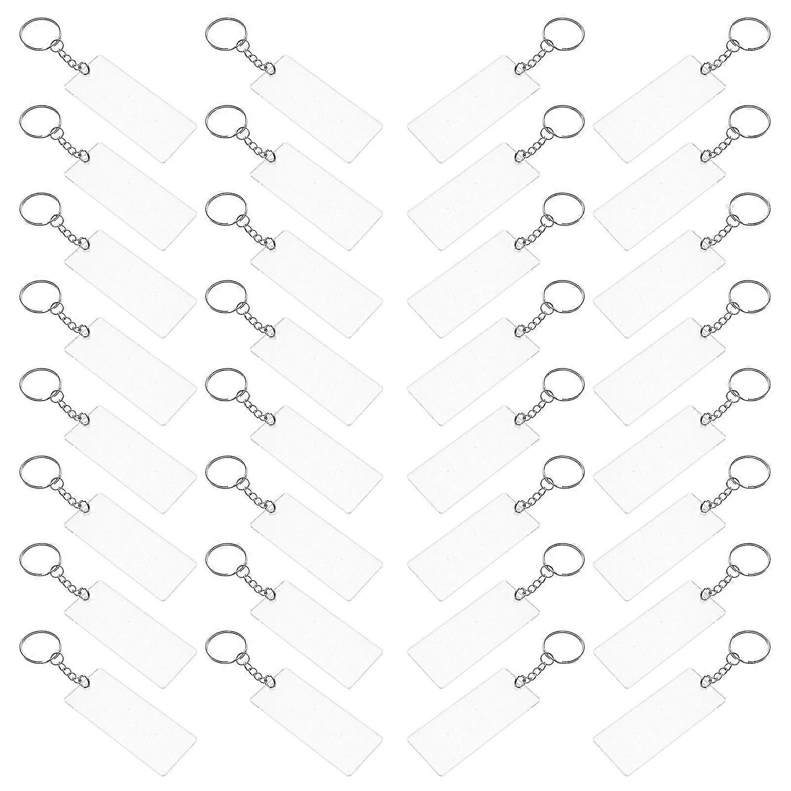 Clear Acrylic Keychain Blanks Rectangle for DIY Accessories 80Pcs Pack