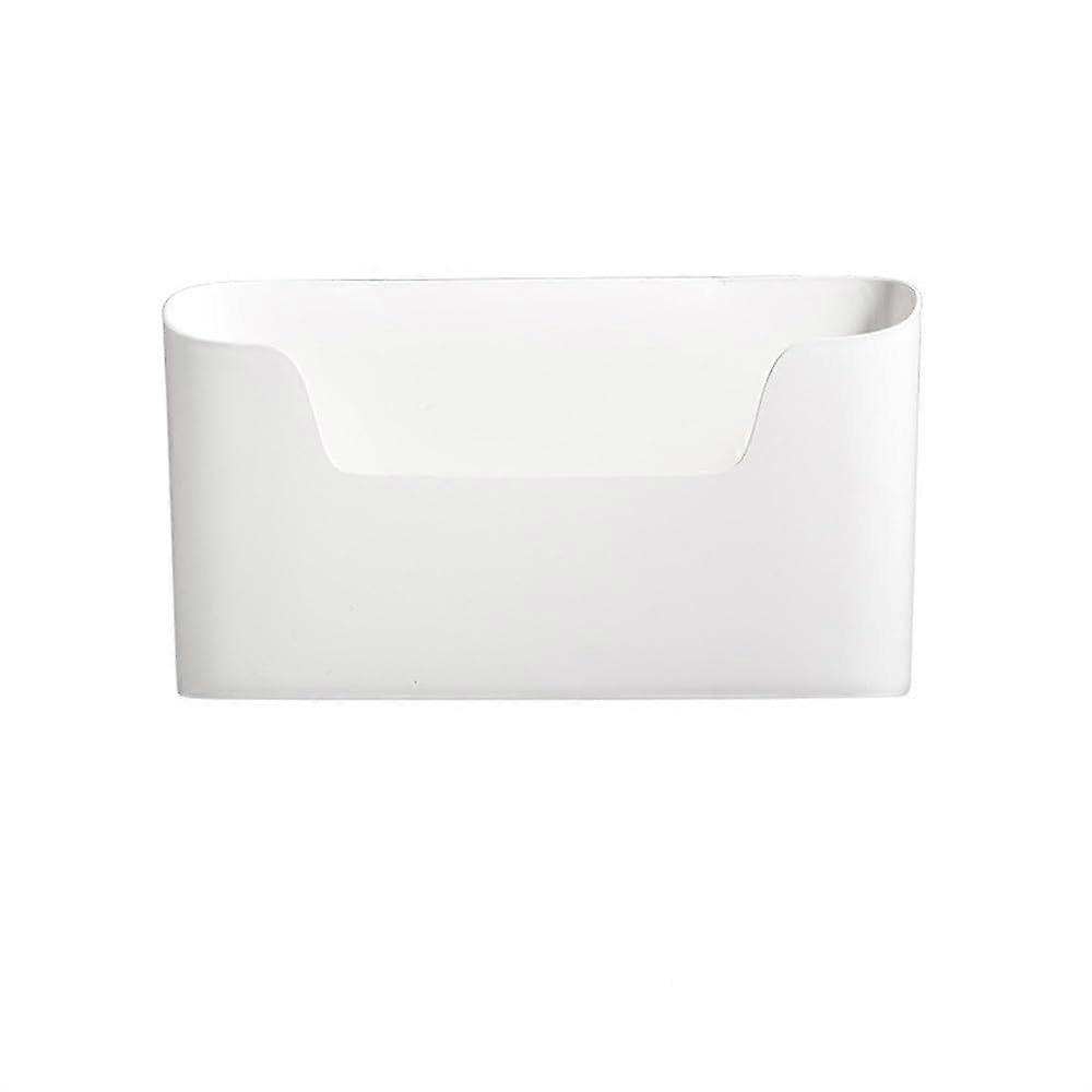 Wall Mounted Storage Box No Punch Organizer for Cabinets, White, Space-Saving Design, Durable Plastic, Easy Installation