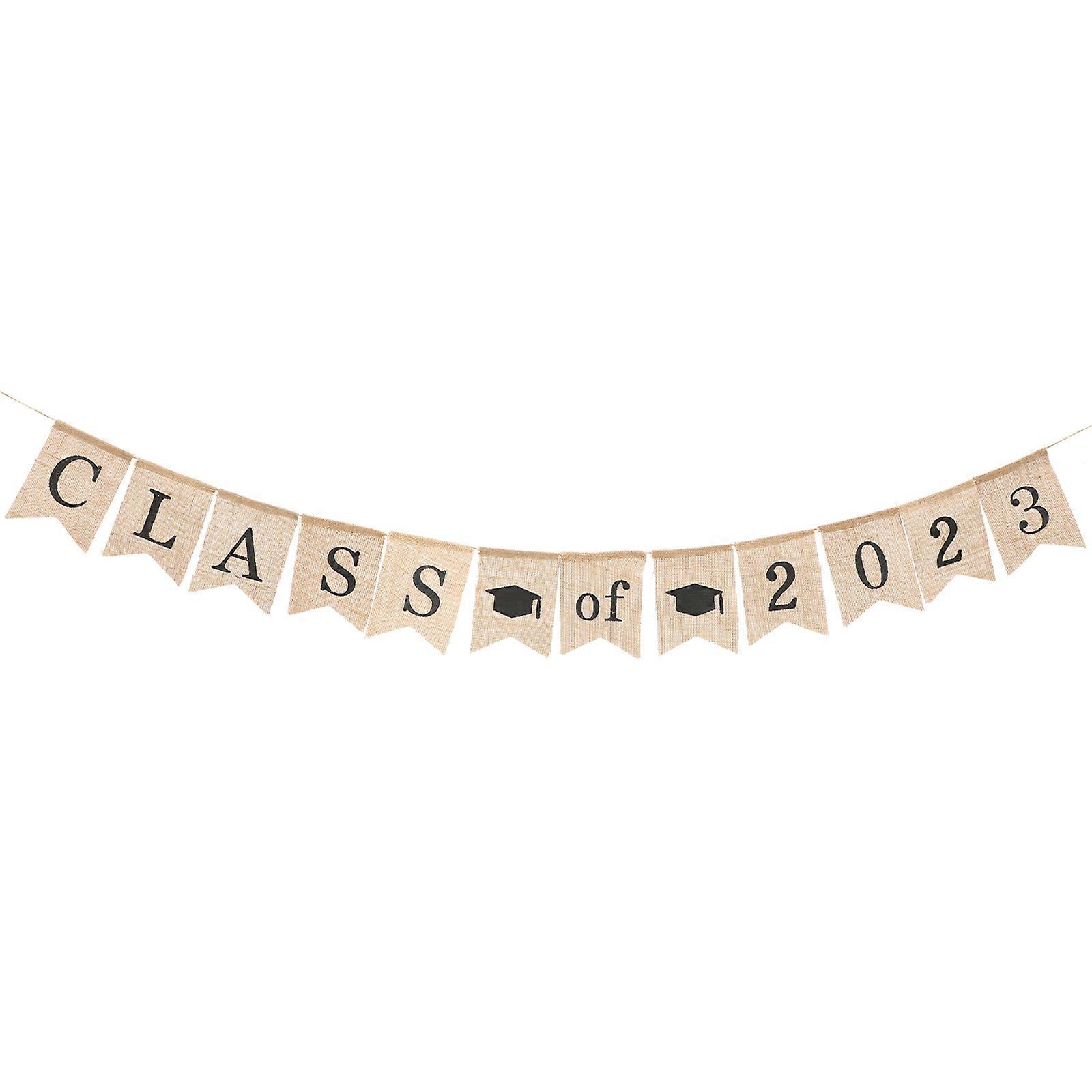 Class of 2023 Graduation Banner for Photo Prop with 5Pcs Decorative Banners
