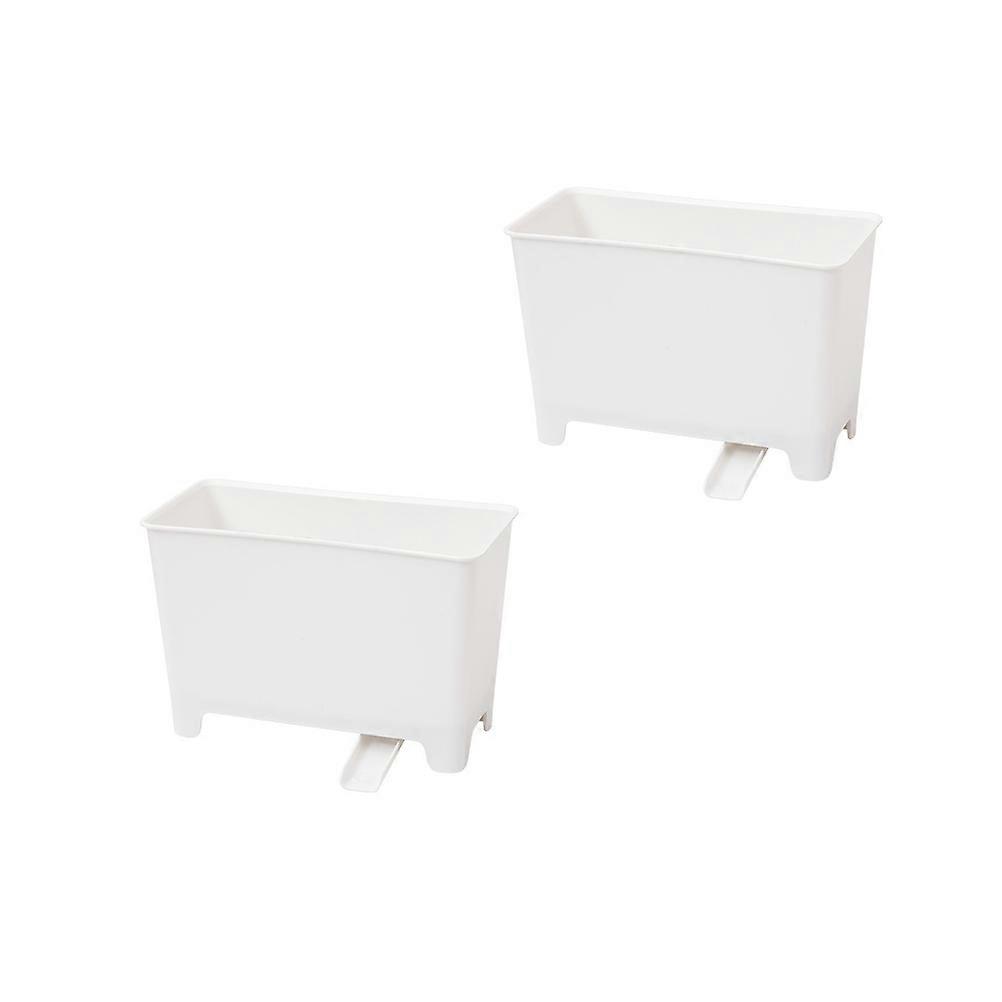 Kitchen Trash Bin With Lid 2Pcs Odorless Storage For Daily Use White Rectangular Multi-Function Waste Management