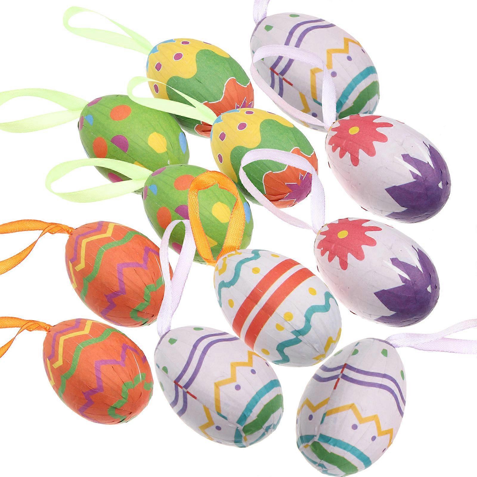 Wear-Resistant Egg Ornament Hanging Easter Eggs for 24Pcs DIY