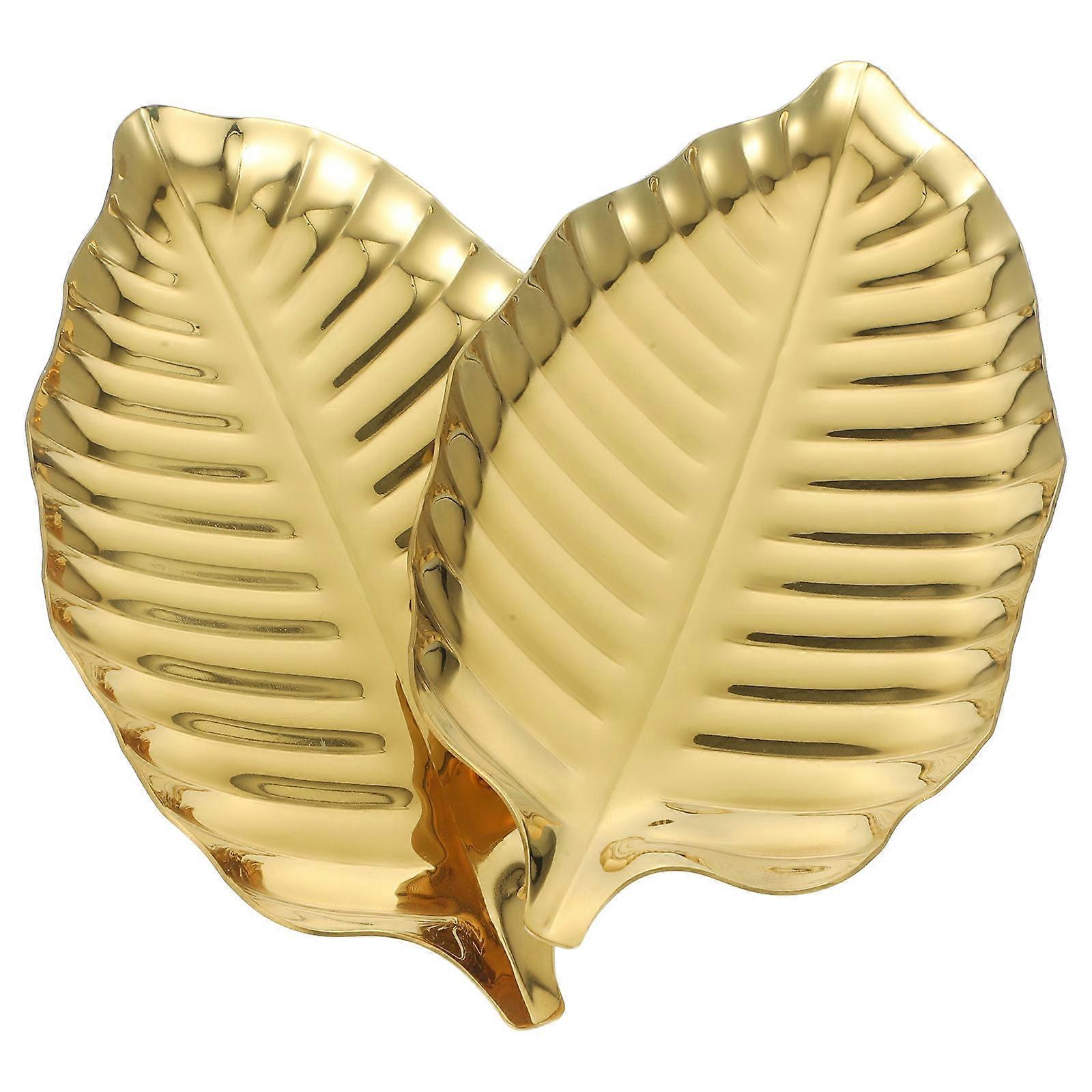Leaf Shape Storage Holder Leaf Decorative Tray for Storage 8Pcs Golden Stainless