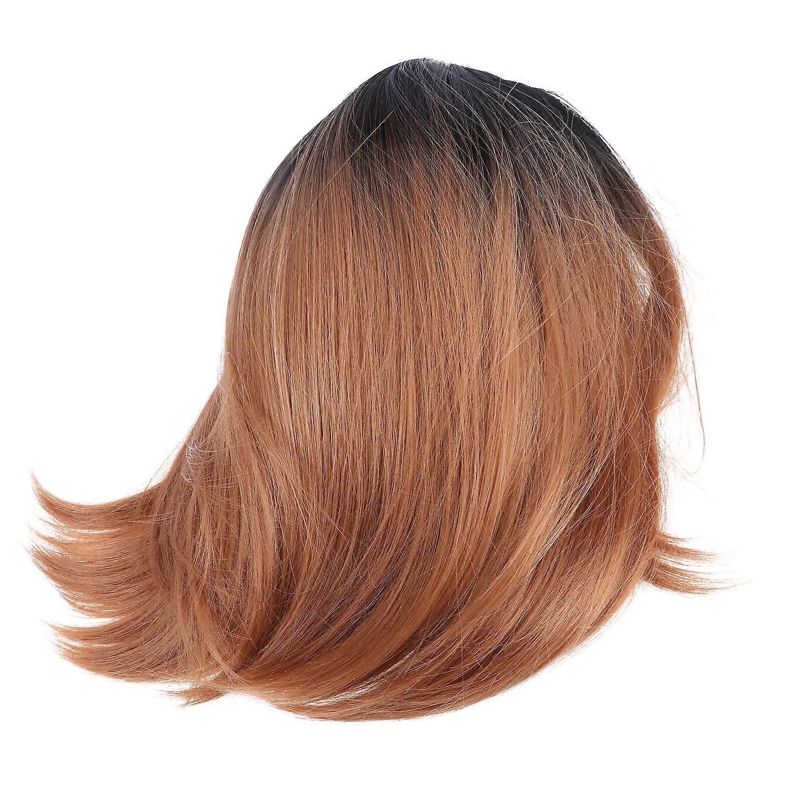 Gradient Wig Bob Style for Womens Cosplay 2Pcs Synthetic Short Straight Wigs