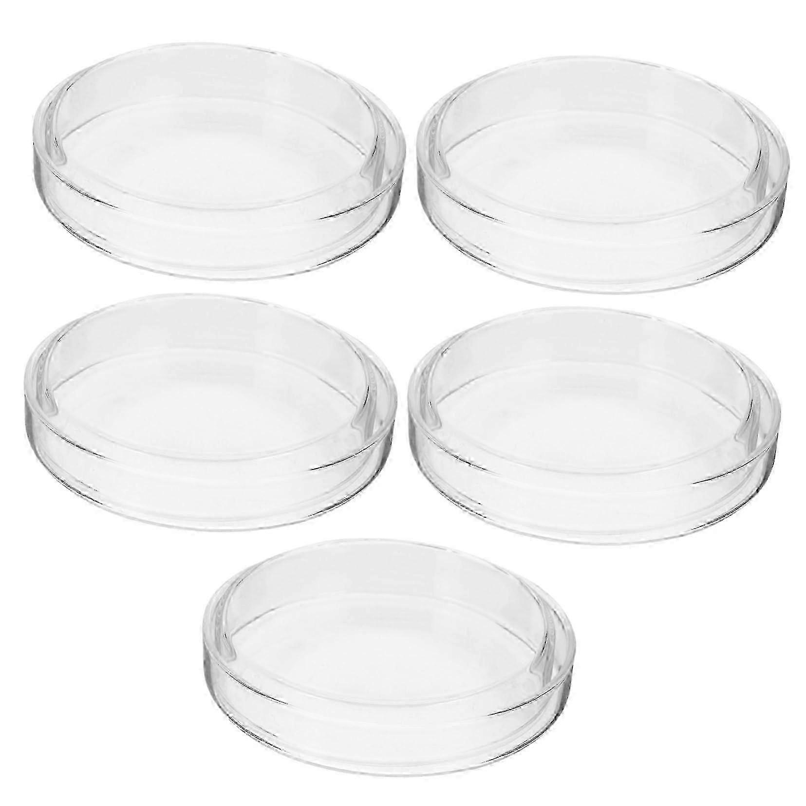 5 x Culture Bowls with Lid, Petri Dishes for Cell Culture Microbiological Experiments Shatterproof for Laboratory Applications Chemical Tests