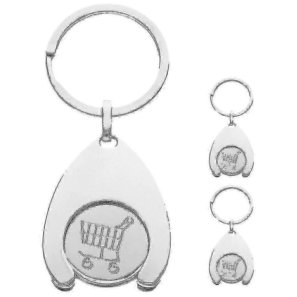 3 قطع عربة التسوق الرموز الرئيسية الدائري المعدني رمز عملة Keyring عملة سلسلة المفاتيح لعربة تسوق البقالة