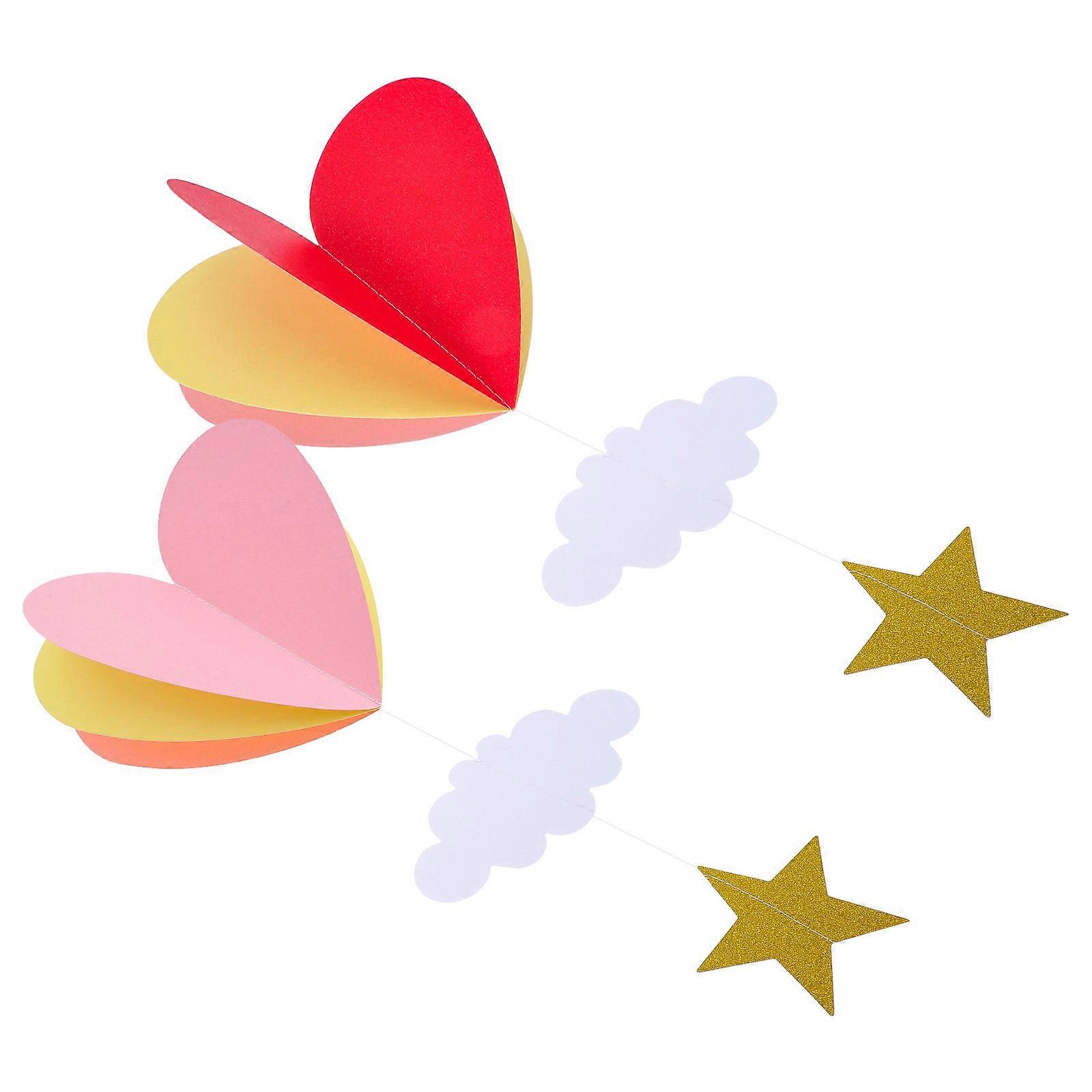 3D Heart Shape Paper Decoration For Wedding Celebration With Star And Assorted Color 6Pcs