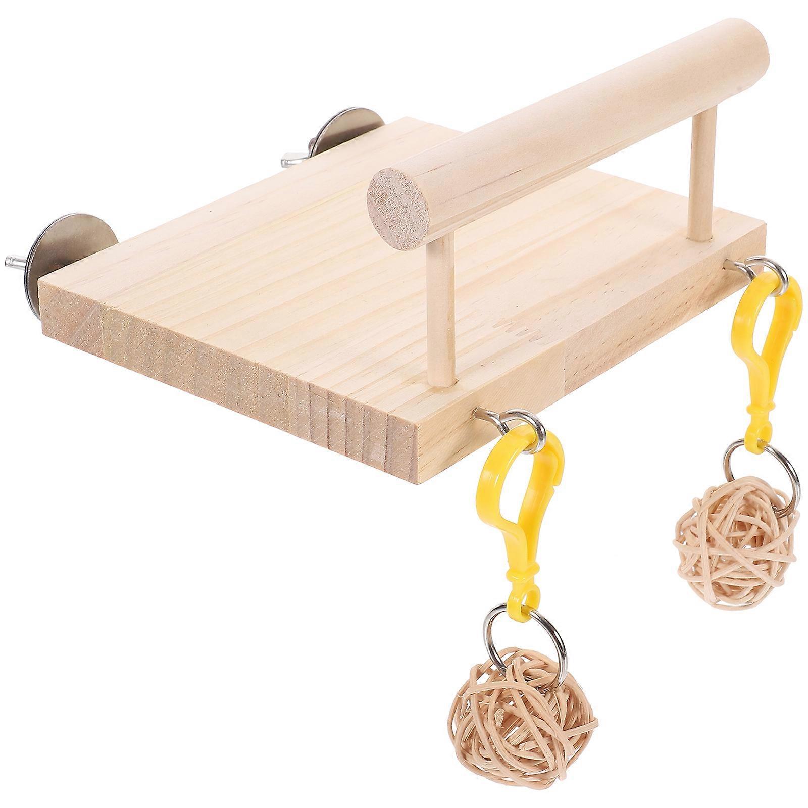 Bird Exercise Platform Parrot Wooden Perch Stand for Cage 3Pcs