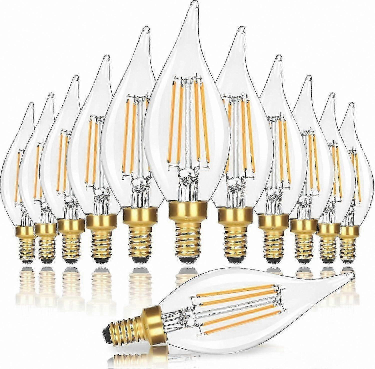 Soft Warm White E12 LED Bulbs, Dimmable 4W Equivalent, 10-Pack for Chandeliers & Indoor Lighting