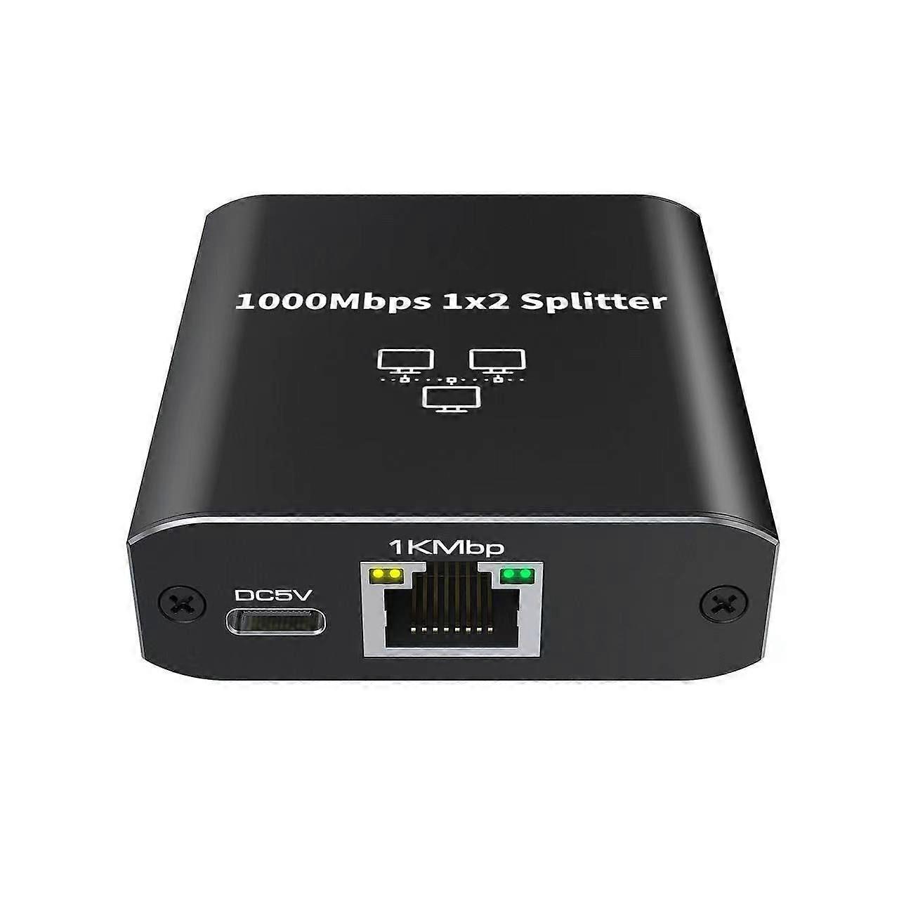 Port RJ45 1000Mbps Ethernet Switch, Dual Splitter for Computer, Hub, Switch, Router, Set-top Box, Digital TV