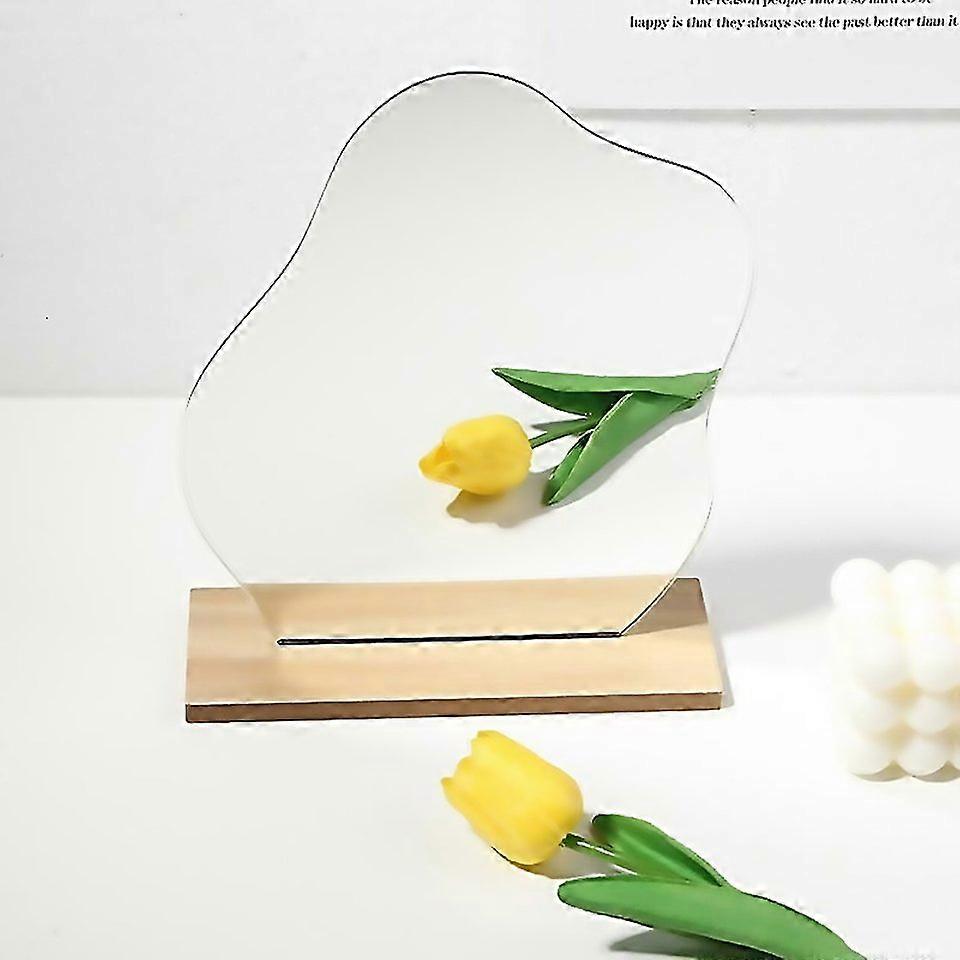 For Irregular Acrylic Mirror With Wooden Base Photo Props