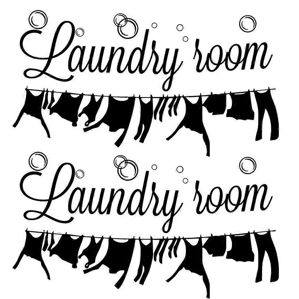 2pcs Creative Laundry Room Wallpaper Removable Bathroom Background Wall Sticker