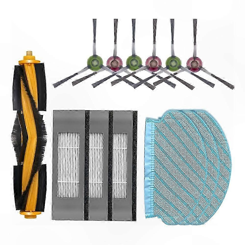 Replacement Kit for Robotic Vacuum Cleaner Main Brush Side Brush Filter Mop Cloths 16pcs Set