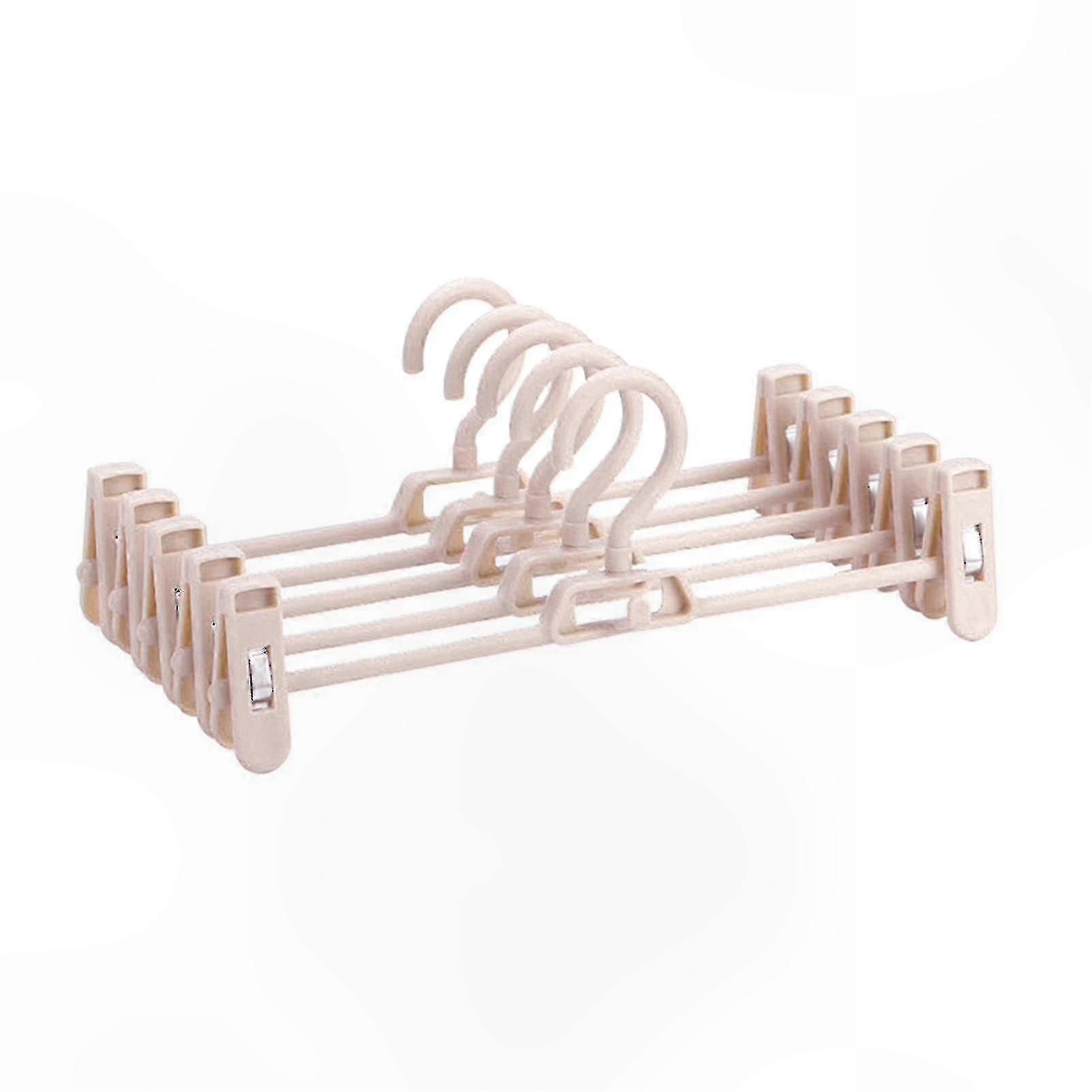 10 Pack Non-Slip Plastic Hangers for Pants and Skirts with Clips, Space-Saving Design