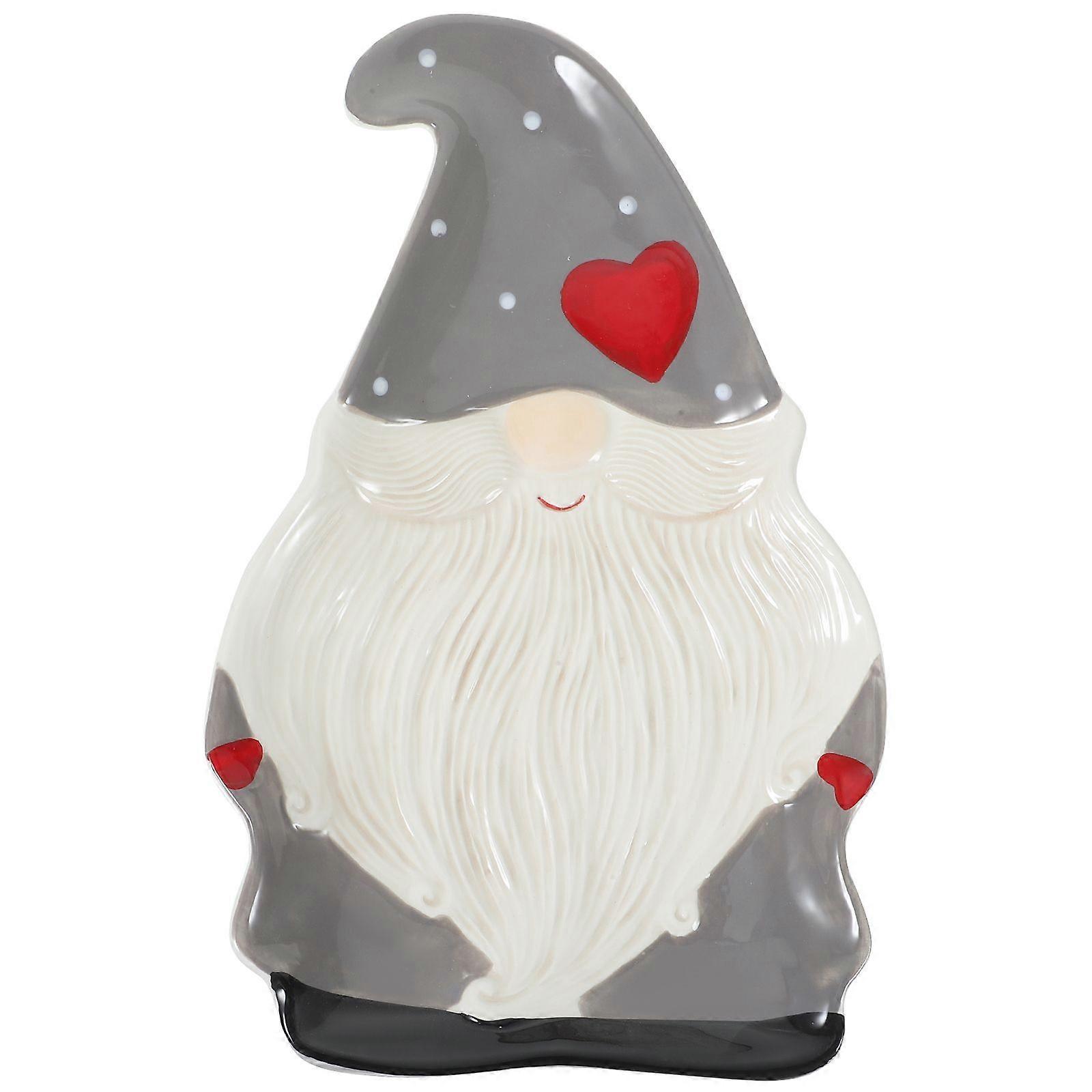 1 Pc Christmas Santa Clause Shape Plate Ceramic Dish Kitchen Tableware