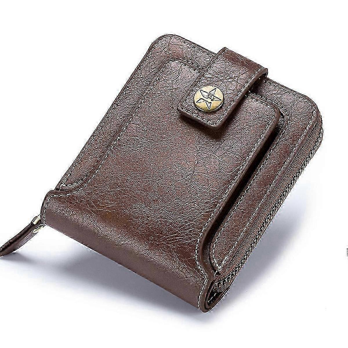 Zipper Buckle Tri-Fold Card Case Large Capacity Design Compatible Shopping