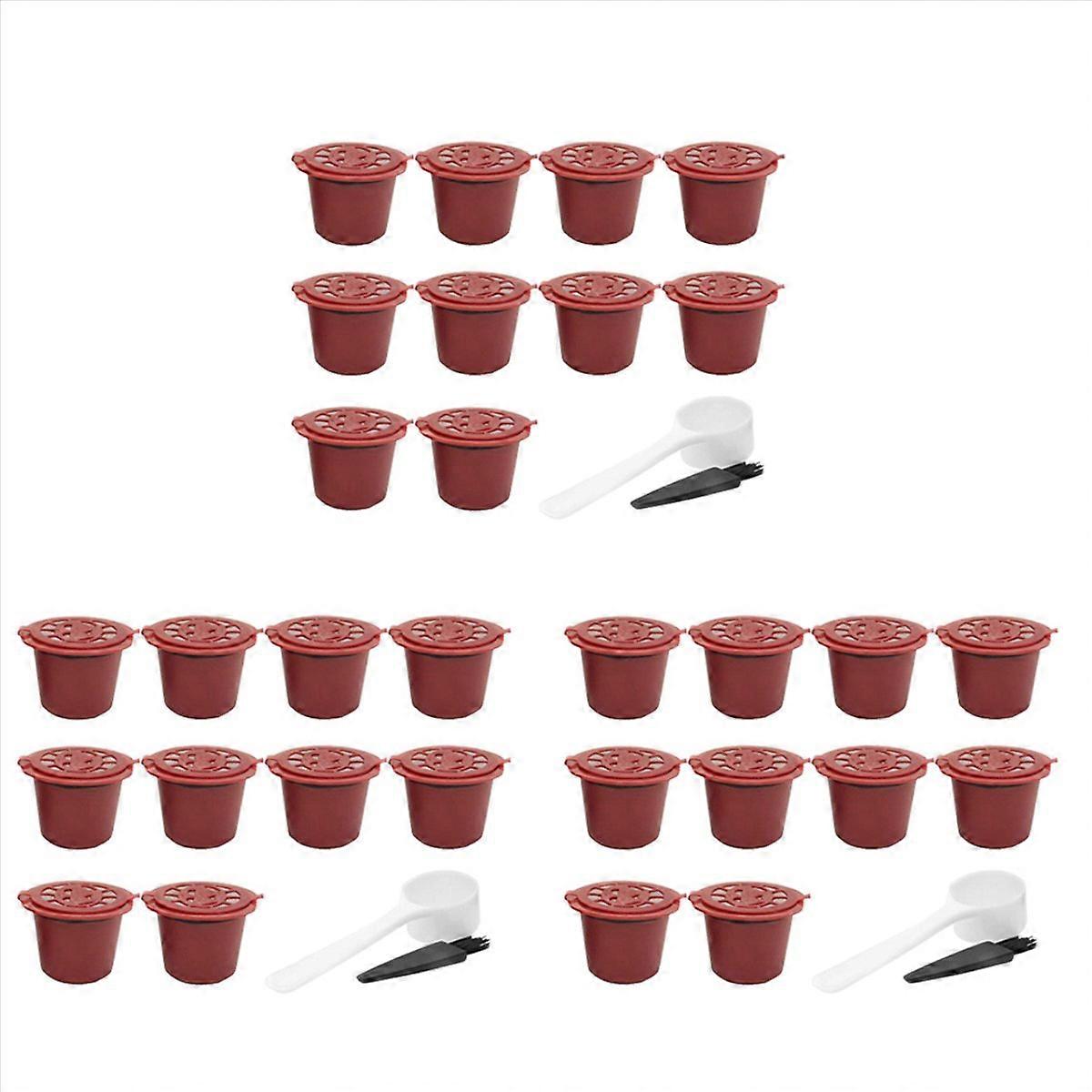 10 Pcs Coffee Capsule Filters for with Spoon Brush Red