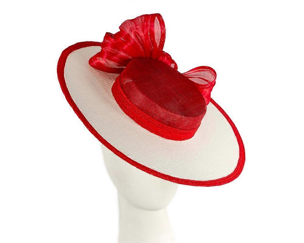 Exclusive white & red boater hat by Believera V33WR