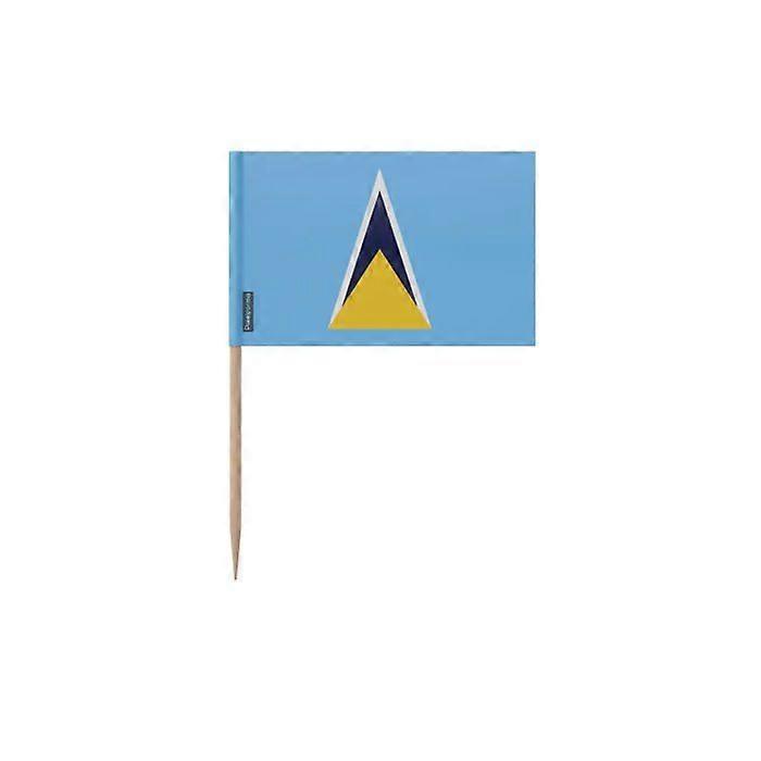 Toothpicks Saint Lucia Flag - 6.5 cm - 100 pieces - Adhesive plastic - Bamboo stick - Pixelforma