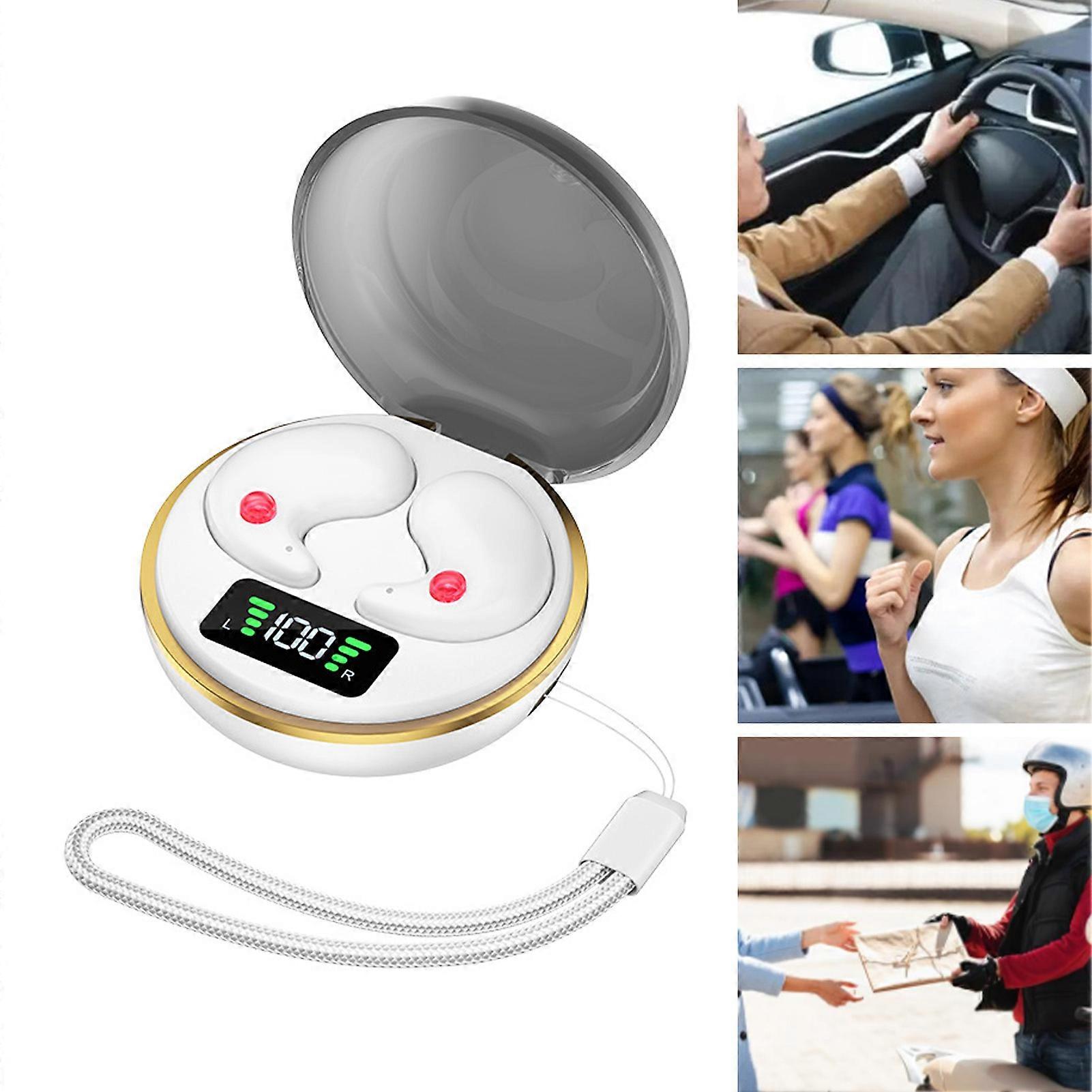 Bluetooth Sleep Earbuds BT5.3 Touch Control Invisible Earbuds Wireless Bluetooth Earphone with Digital Display Charging Case White 