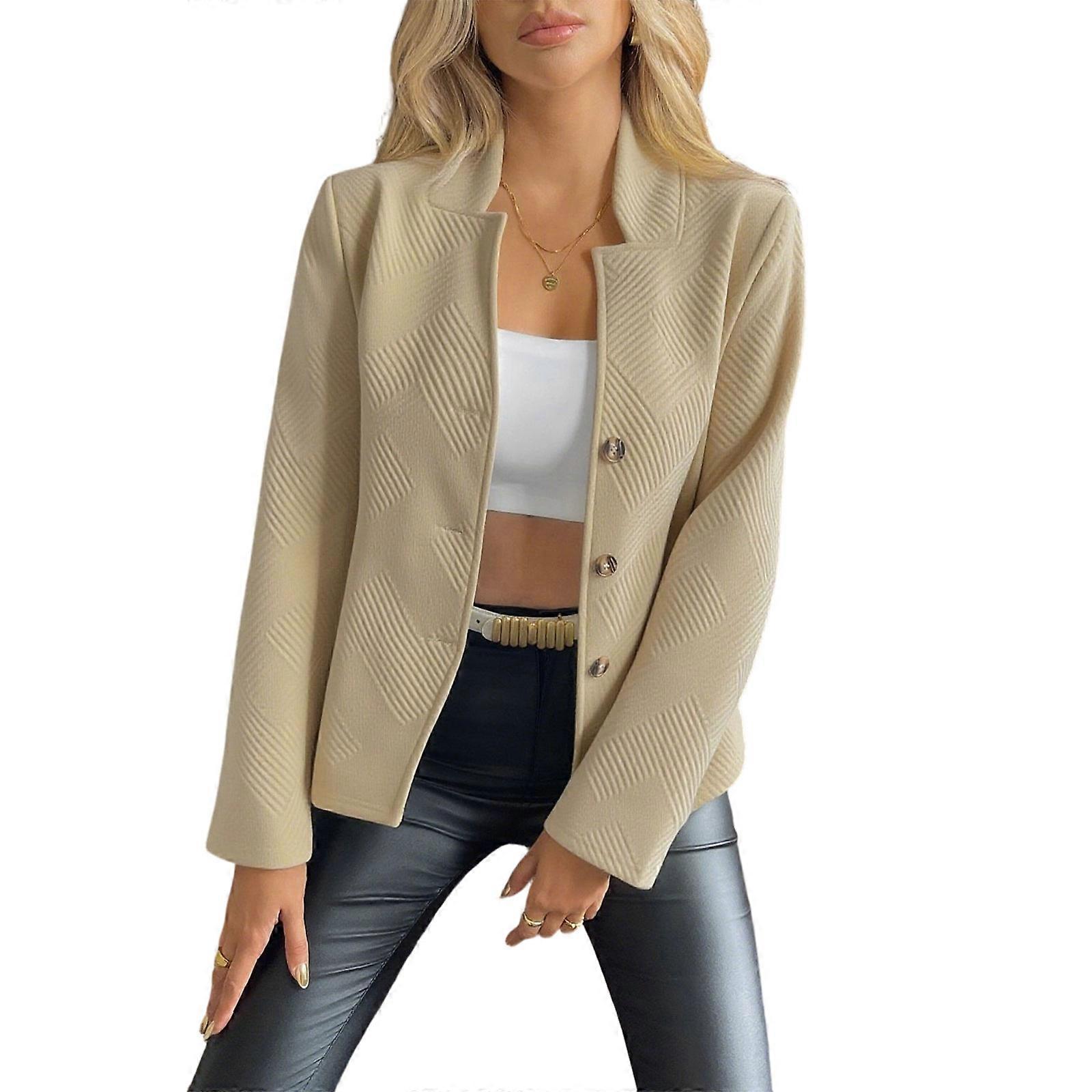 Women's long-sleeved Coats suitable for patterned basic clothing  Yellow XL