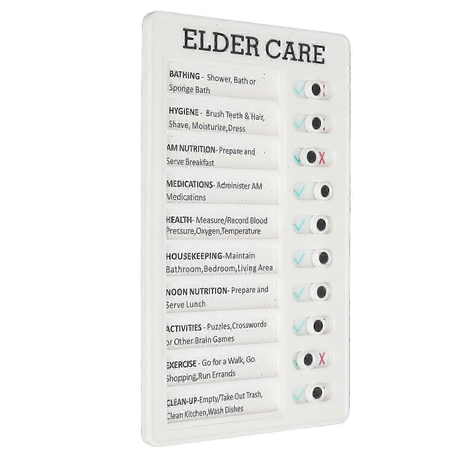 Elder Care Routine Chart - 4pcs Sliding Task Board with 10 Reusable Cards, Removable Checklist for Daily Schedule & Task Organization
