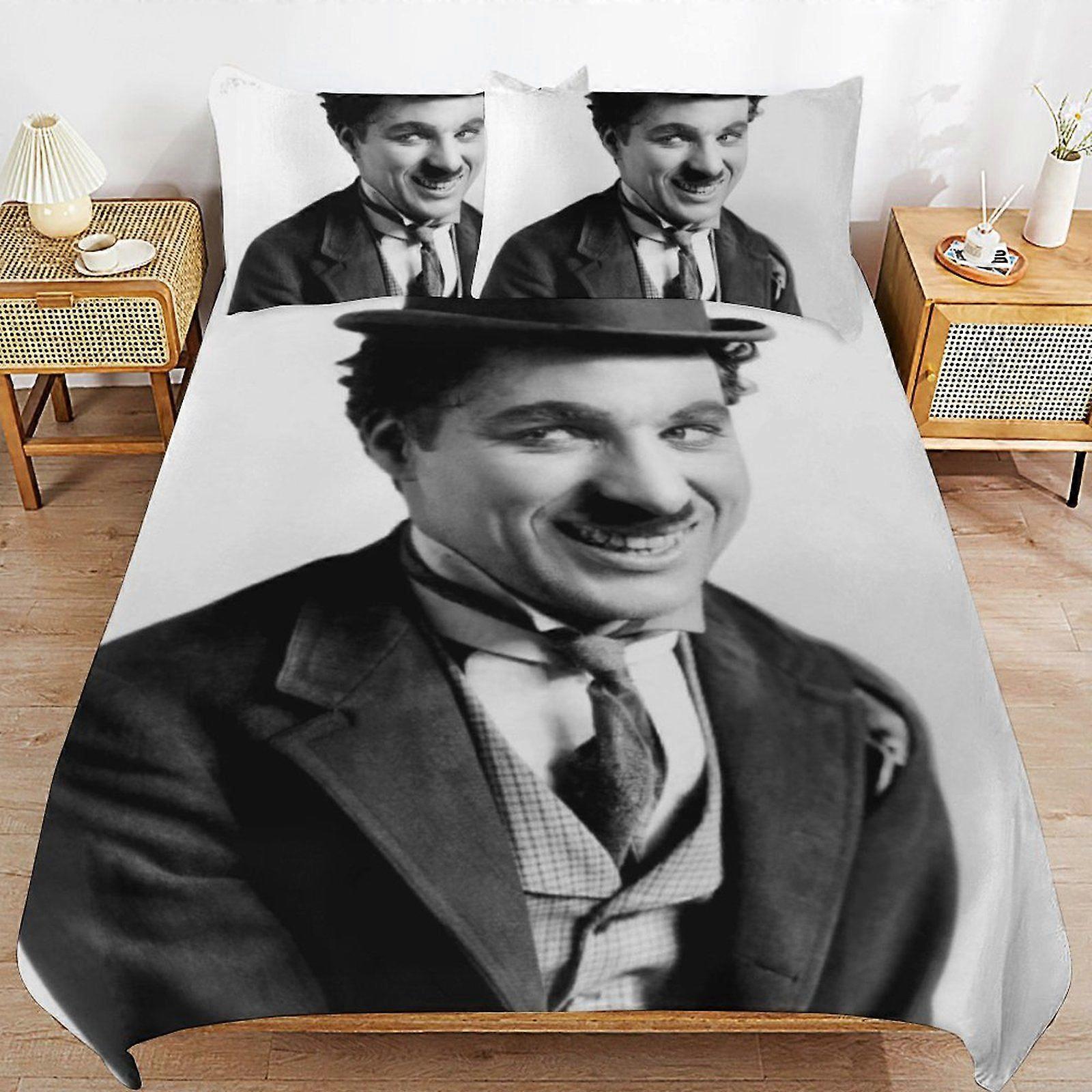 w335 Charlie Chaplin Practical Zipper Closure Soft Texture Long Use Comfort Thread Fabric Duvet Cover Sets Sleep m335