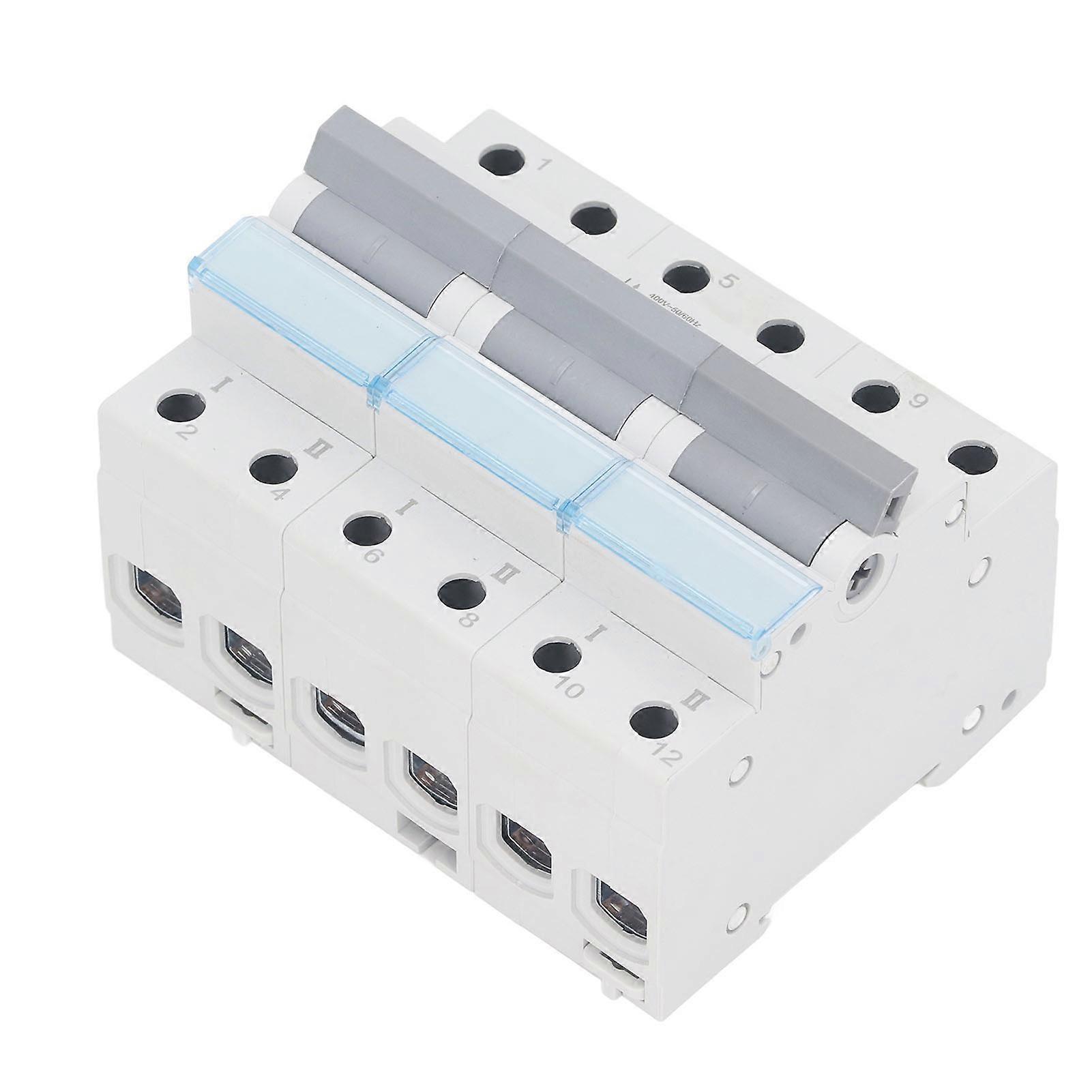 400VAC Dual Power Manual Transfer Switch 35mm DIN Rail Mount Single Side Interlock Circuit Breaker 3P MTS 63A