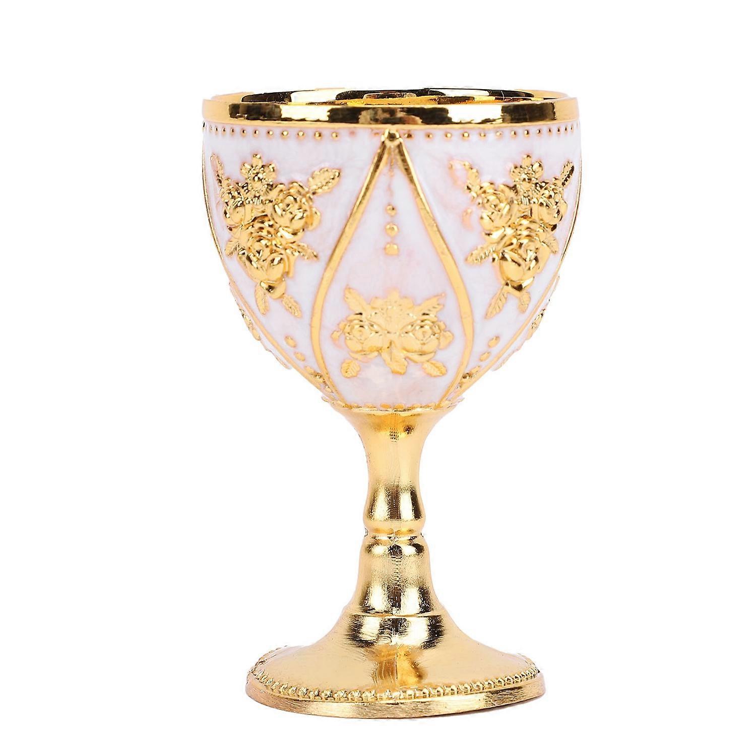 Alloy Wine Cup Goblet 30ml European Style High End Home Use Vintage Metal Rose Pattern All White