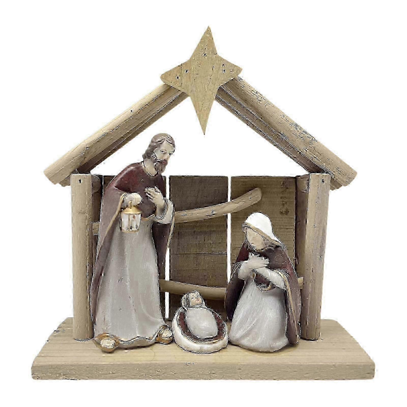 Christmas Manger Nativity Decorative Tabletop Figure for Desktop Shelf Table