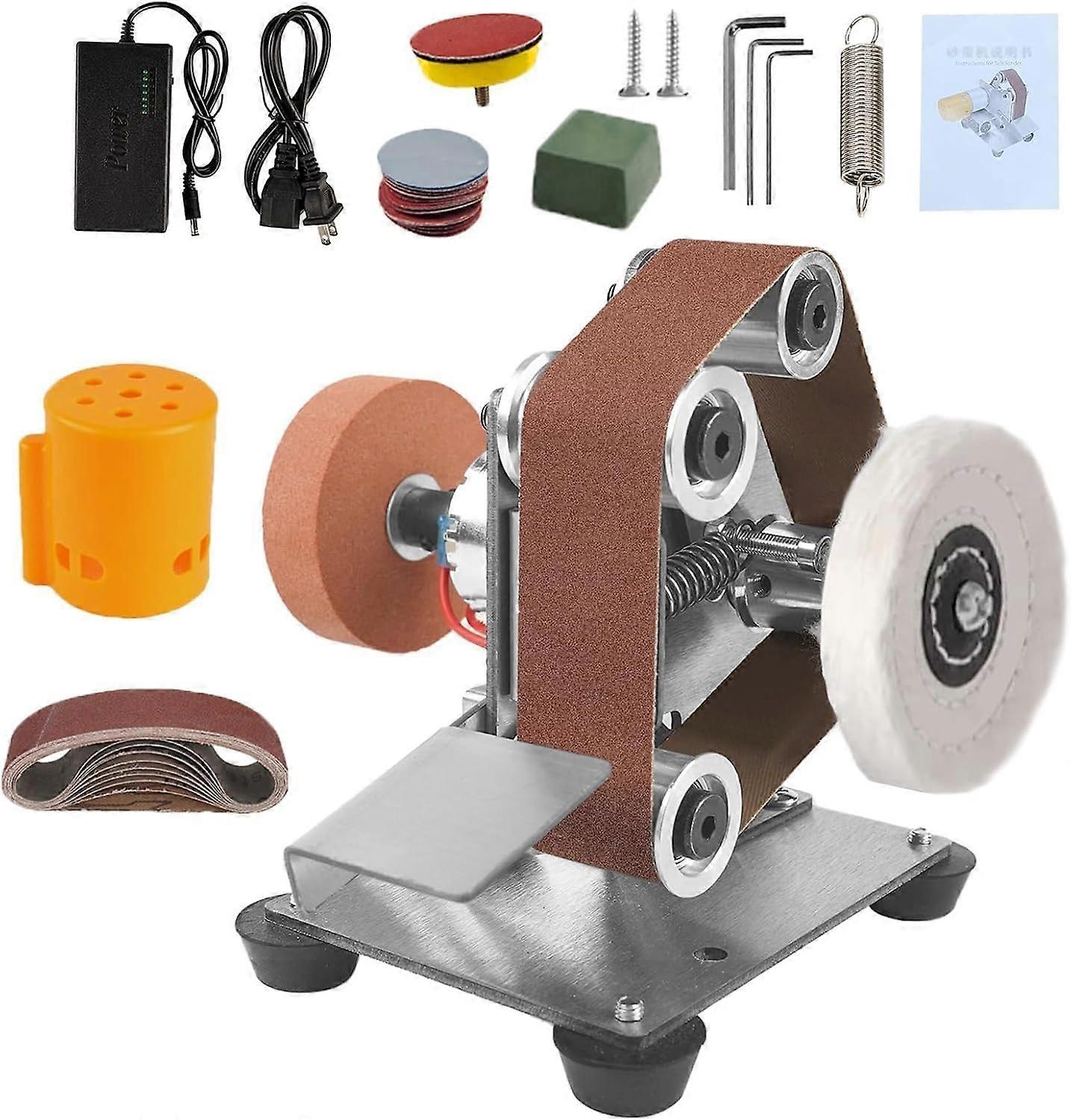 Professional Mini Belt Sander -  Sharpener Bench Grinder Sanding Machine, 7 Adjustable Speed Buffer 