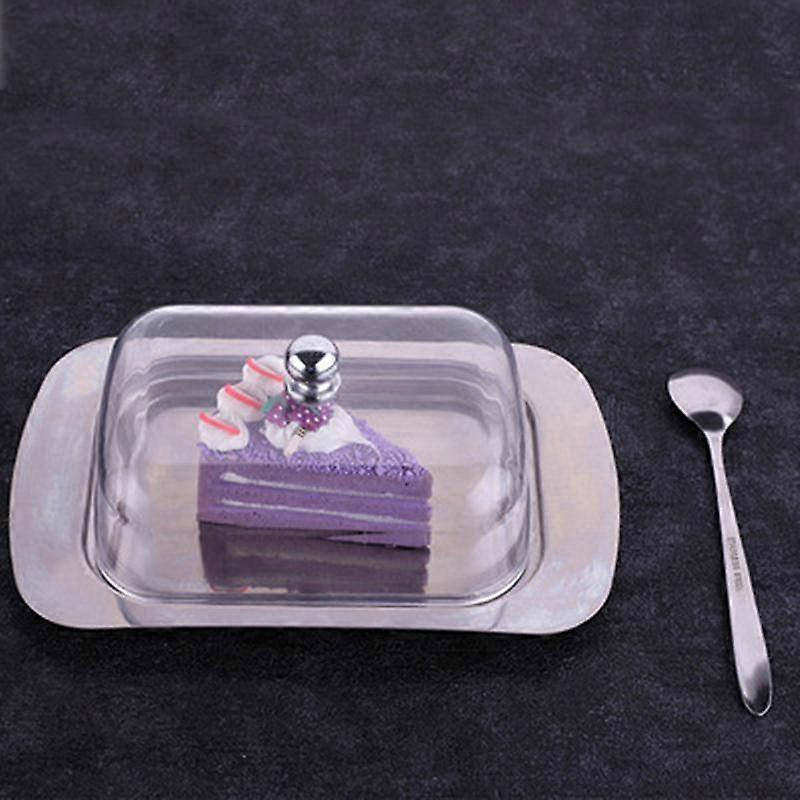 Butter Dish Box Container Cheese Bread Storage Tray With See-Through Lid