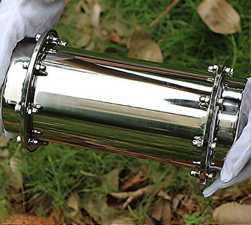 Time Capsule Box Stainless Steel Memory Storage Container, Durable Lock, 10x26 cm, Silver