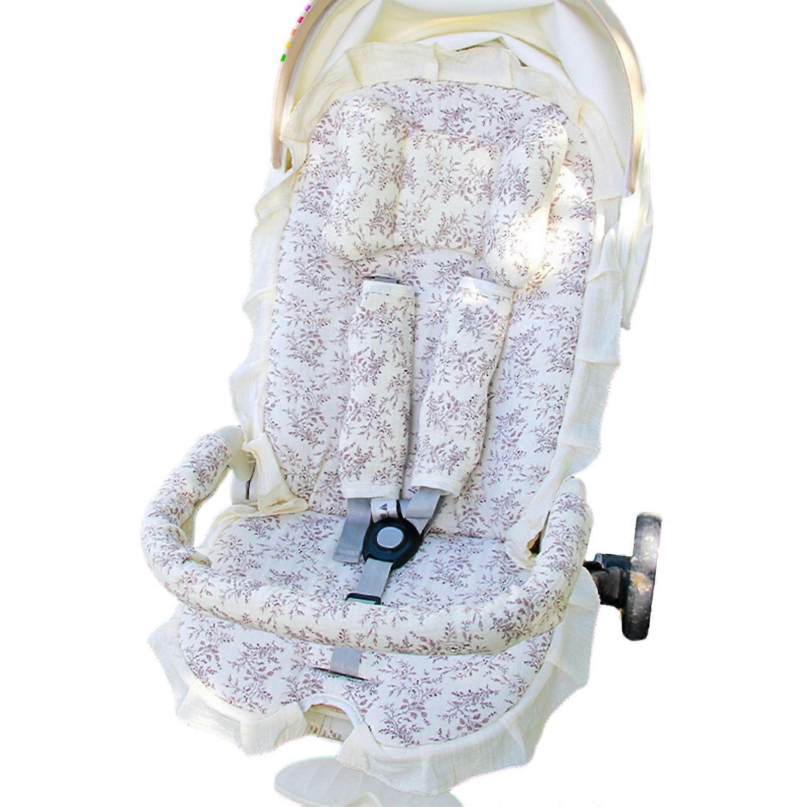 1 Set Breathable Baby Strollers Cushion & Pillow Set Lace Edging Year Round Comfort Compatibility With Most Carriers Multicolor