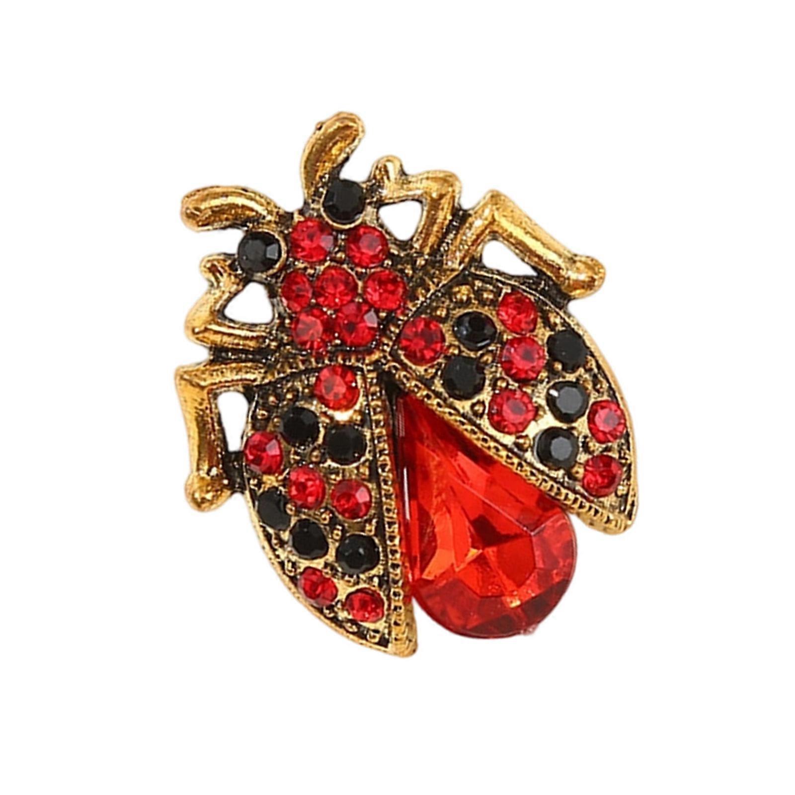 Sparkling Rhinestones Gogga Brooch Laple Pin With Secure Lock Clasp For Evening Event And Daily Accessories  Silver Red