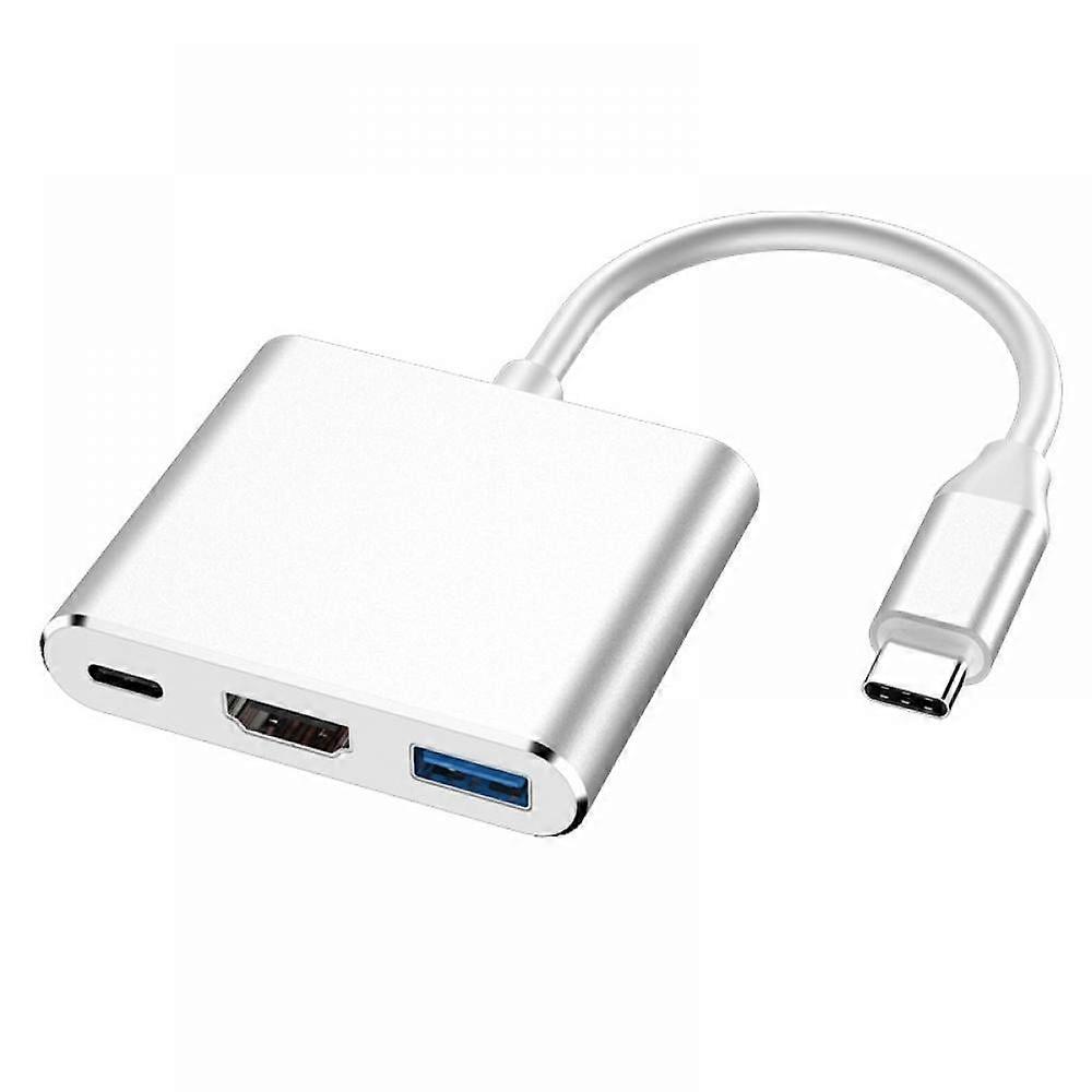 USB C to HDMI Adapter with 100W PD & USB 3.0, 4K Multiport for compatible with Apple's product, Android's product (Silver)