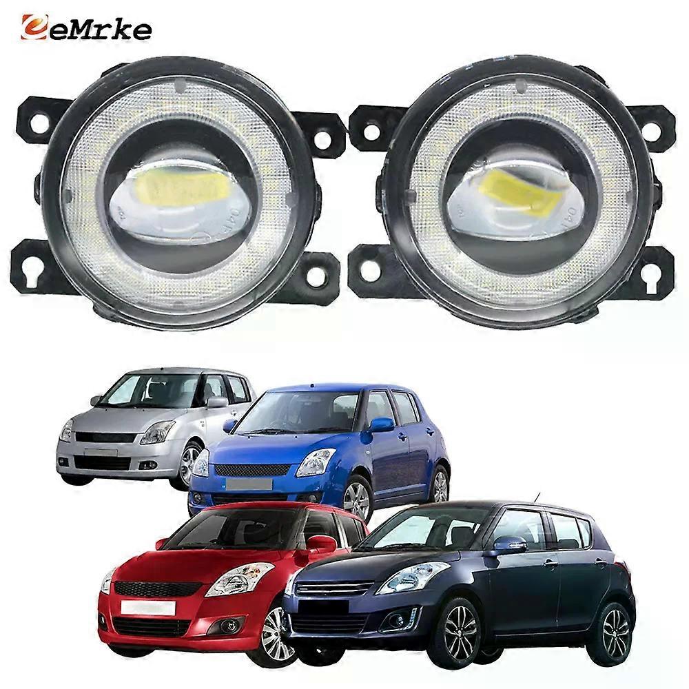 Suitable Led Lights for Suzuki Swift III IV 2005-2017 Angel Eye DRL Lens Fog Light Assembly + Daytime Runinng Light Ring Car Lamp PTF