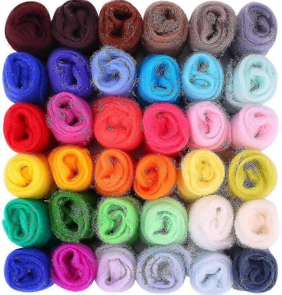 36-Color Felt Wool Set with Tools: Premium Fairy Wool for Crafting with Needles 25-26
