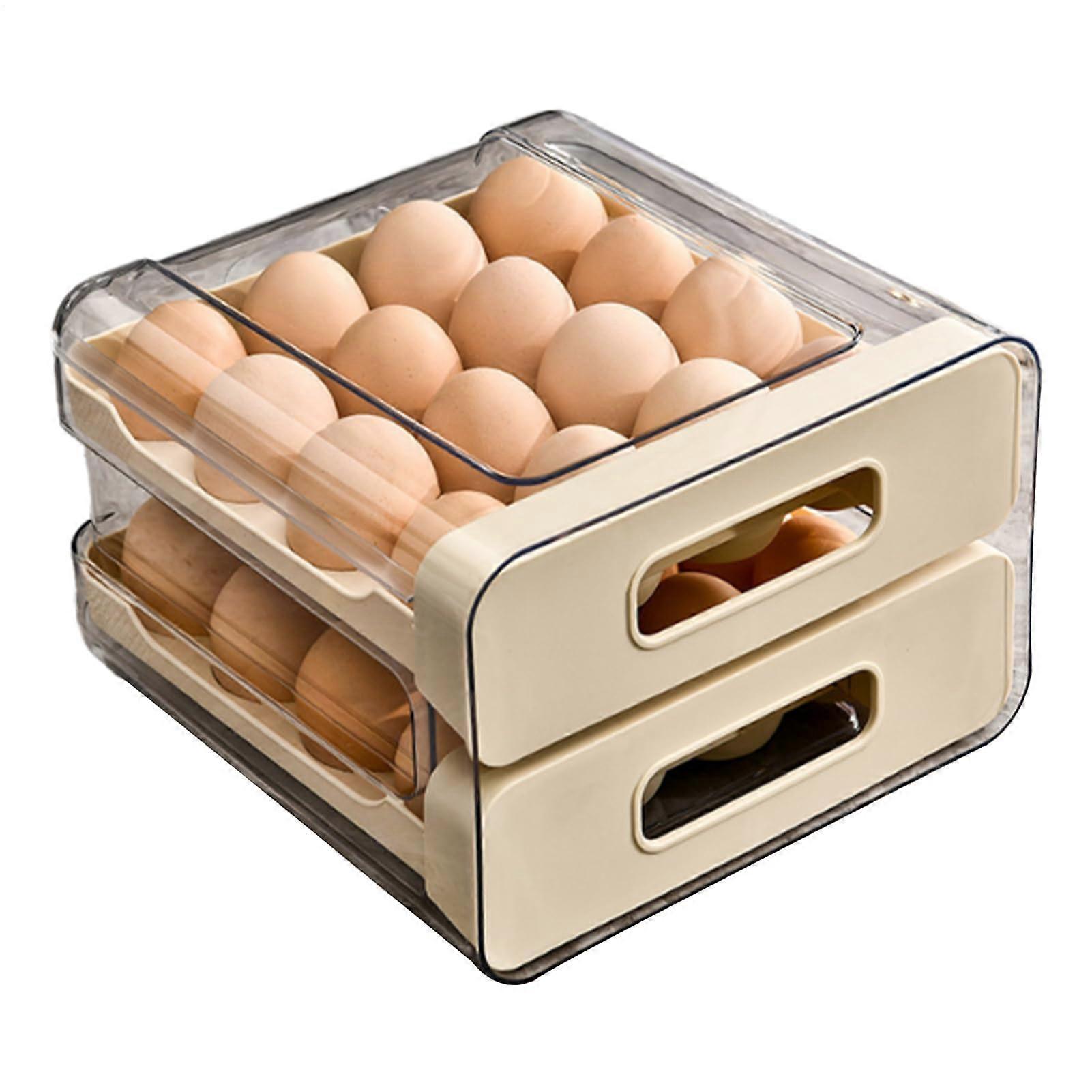 Egg Holder for Refrigerator with Lid, Stackable Drawer Storage Organizer for Kitchen, Pantry, RV