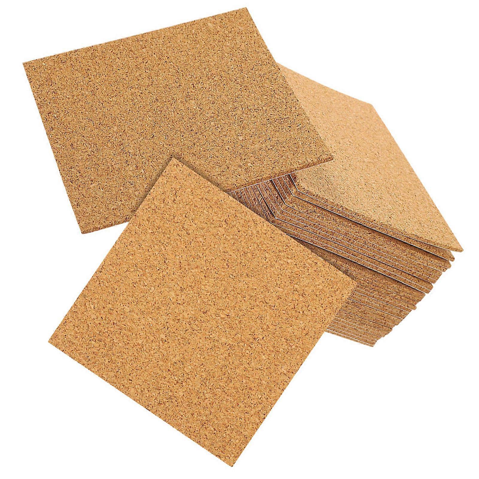 Brown Self-Adhesive Cork Board Cork Squares for DIY Use 30Pcs Set