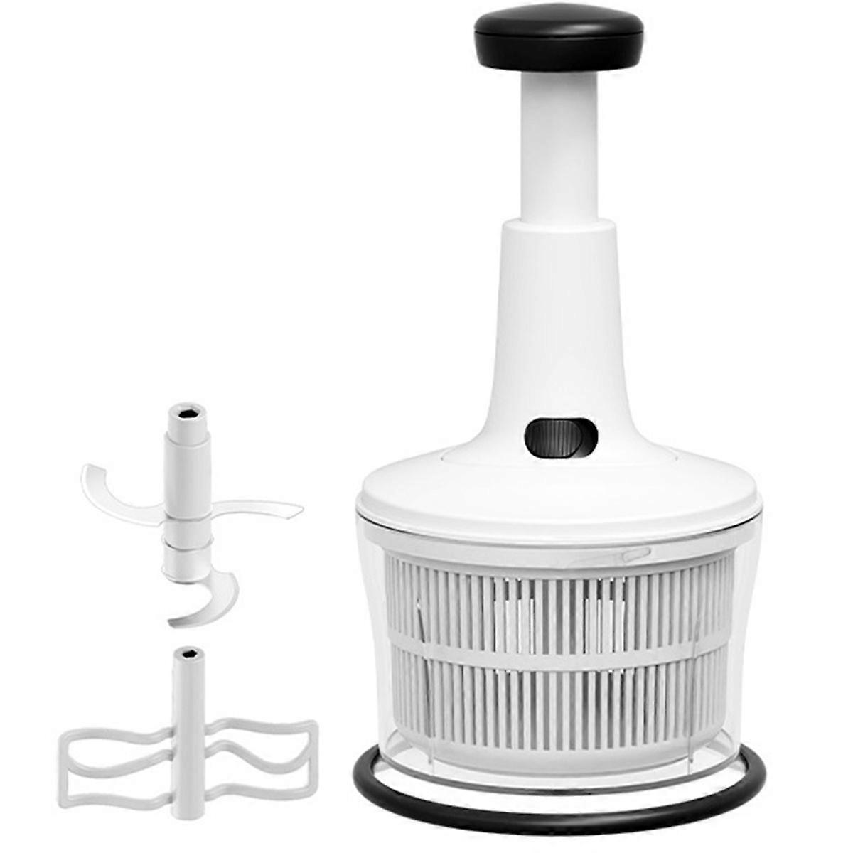 Manual Food Processor - Multi-Function Salsa Maker, Hand Chopper, and Salad Spinner with Stainless S