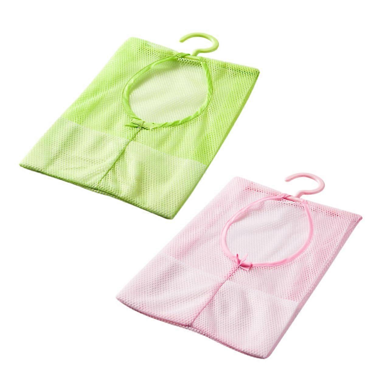 2 Pack Mesh Hanging Storage Bags for Kitchen Bathroom RV, PP Polyester, Random Color