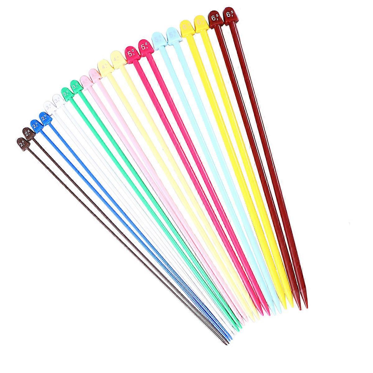 Knitting Needles Single Pointed Straight Needles Set with 10Pairs Assorted Color