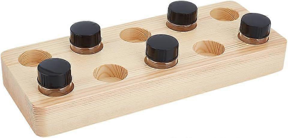 10pcs 7ml Glass Jar Bottles with Wood Bottle Holder Empty Clear Paint Storage Bottles Refillable Ink Containers Vials with Plastic Lid for Painting Pi